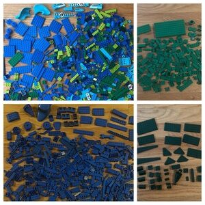 Lego Blue Green Bricks - Almost 3.5 Pounds Bulk Lot - Classic Minecraft City